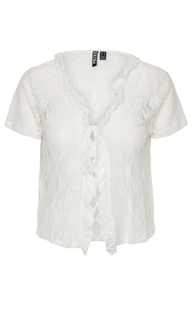 PIECES Topp - Willie Lace - Bright White