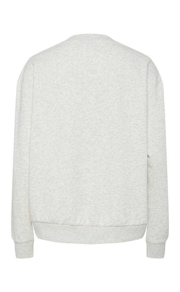 PIECES Sweatshirt - Carina - Light Grey Melange w. Green Embroidery