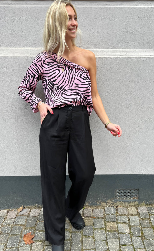 Mulieres Bluse - Emma One Shoulder Top - Pink Zebra